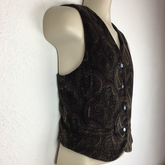 Vintage 90’s Lizsport Velvet Paisley Vest Size 8 - Picture 5 of 10